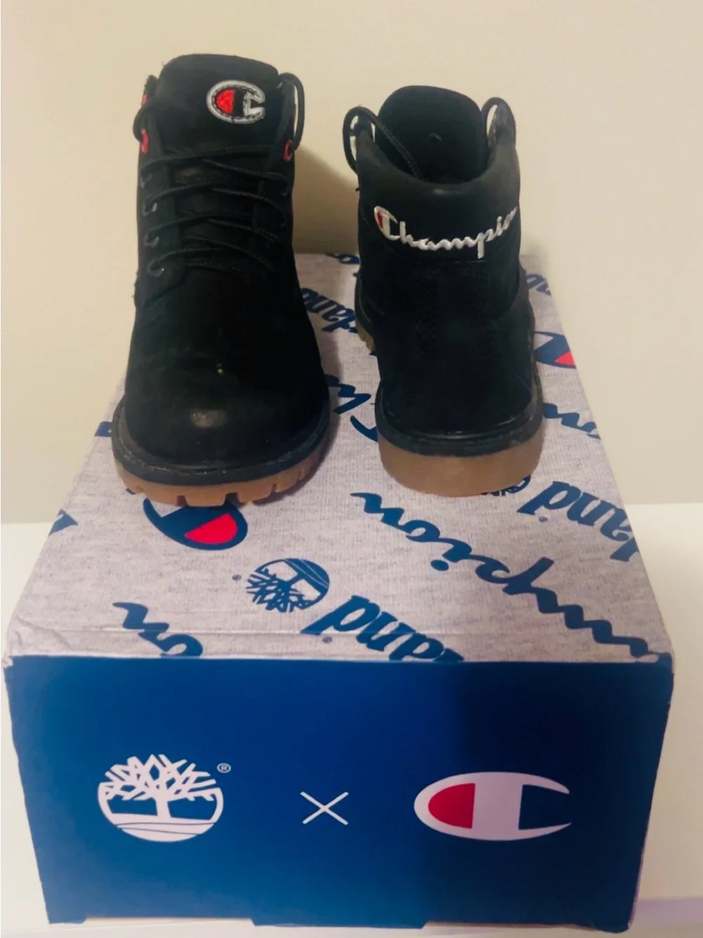 Little Boys Timberland x Champion 6” Boots Black 12C Rare Collab w/ Box